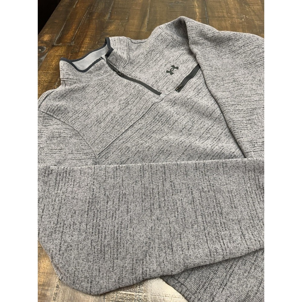 Under Armour Sweatshirt Mens XL Gray Fleece 1/4 Zip Chest Pocket Logo Athletic